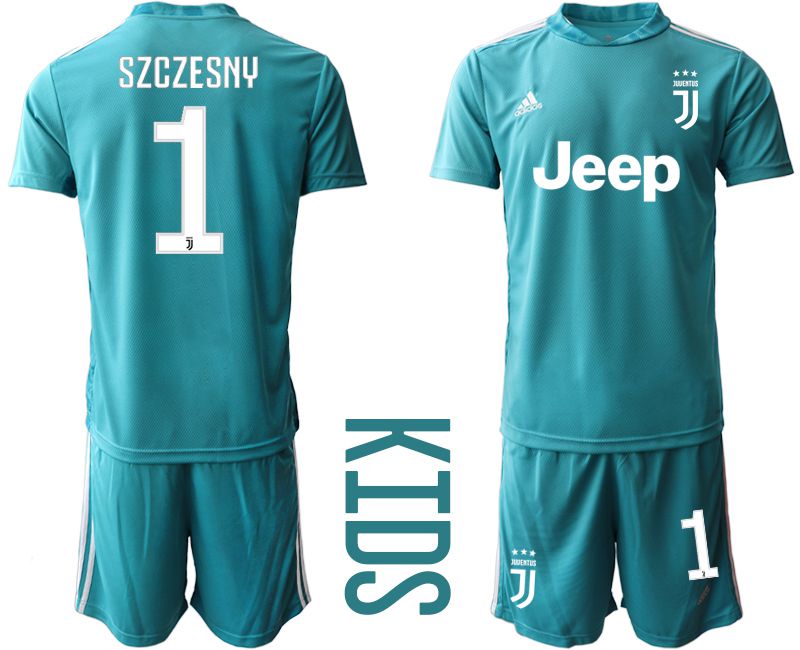 Youth 2020-2021 club Juventus lake blue goalkeeper #1 Soccer Jerseys->juventus jersey->Soccer Club Jersey